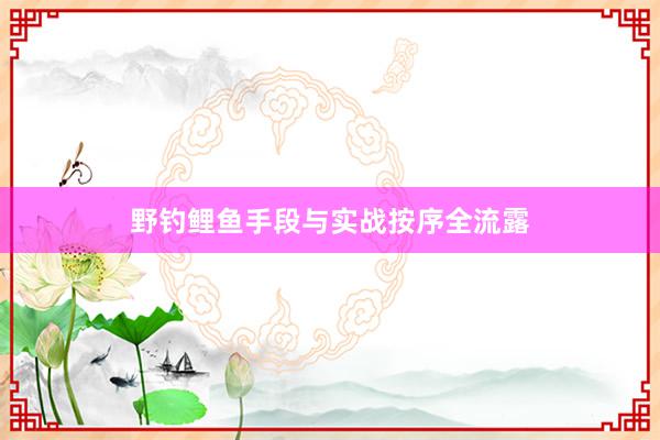 野钓鲤鱼手段与实战按序全流露